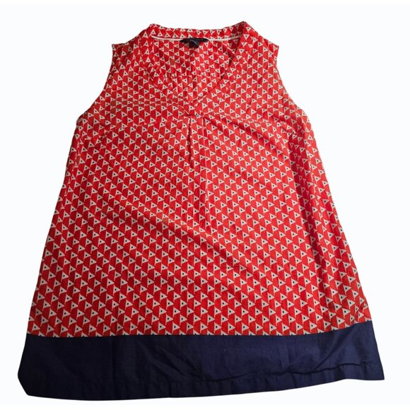 Womens Tommy Hilfiger Small Flag Print Sleeveless Top Red White Blue July 4th - Picture 1 of 7